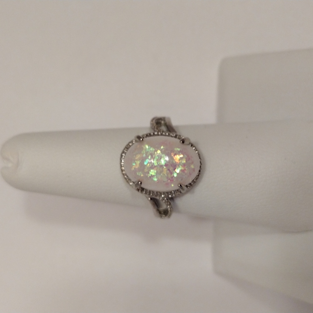 2XHP!! NWT Boho Beautiful Silver Opal 6 Ring! - Picture 3 of 7